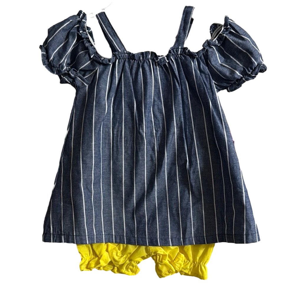 Chic Striped Top with Vibrant Shorts